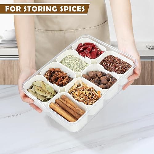NOIRUC-CZ Divided Clear Snackle Box with Lid and Handle Food Serving Tray Fruit & Veggie Container with 8 Detachable Dividers Portable Snack Platters Charcuterie Board Container for Party, Travel thumbnail 5