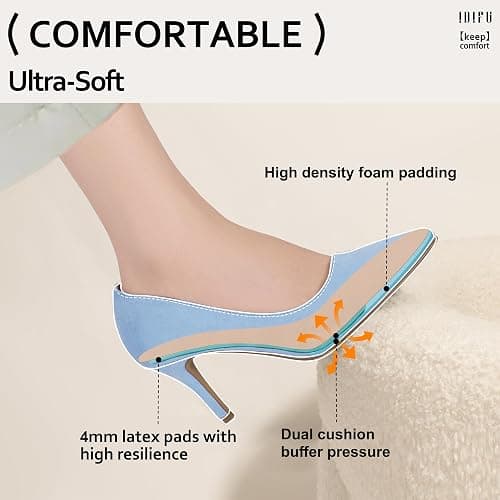 IDIFU IN3 High Heels Pumps Closed Toe Heels Women's Pumps Stiletto Pointed Toe Dress Shoes Wedding Prom Bridal Work Office Bride Guest Trendy Dressy Fashion Comfortable Pump Shoes thumbnail 4