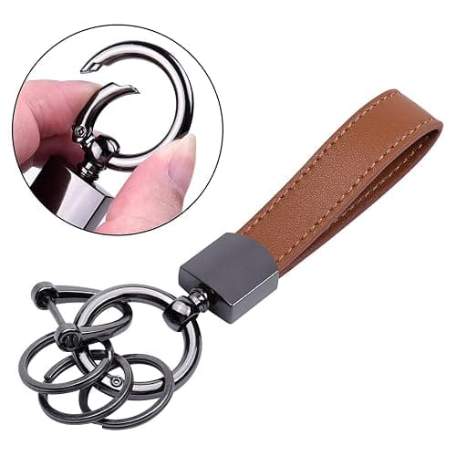 Wisdompro Genuine Leather Car Keychain, Universal Heavy Duty Key Fob Keychain Leather Key Chain Holder for Men and Women thumbnail 5