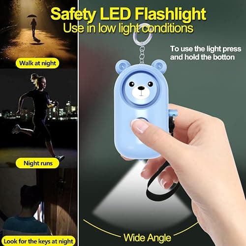 Personal Alarm Safe Sound for Women Kids Elders, 2 Pack Cute 130dB Loud Siren Safety Self-Defense with LED Light, Security Keychain Emergency Alert Alone (Blue+Purple) thumbnail 5