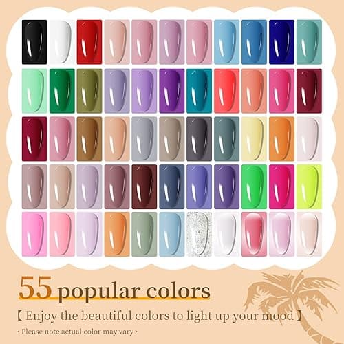 JODSONE 60 PCS Gel Nail Polish Set with 5 Bottles of Base and Glossy Matte Top Coat Soak off Gel Nail Set Suitable for All Seasons Gifts thumbnail 4