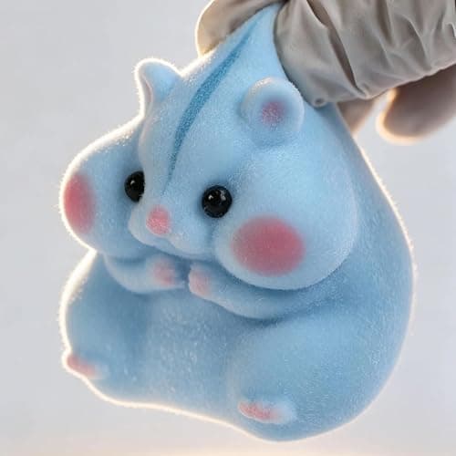 Handmade Taba Squishy Hamster Toy, Cute Squishy Hamster Fidget Toy, Realistic Hamster Toy, Soft Silicone Mochi Furry Toy, Stress Relief Gift for Adults & Kids, Sensory Anxiety Plushie (Blue) thumbnail 8