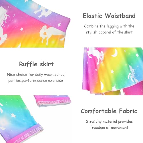Girls Leggings with Skirt Kids Footless Tights Cute Mermaid Unicorn Leggings for Toddler Girls Kids Ruffle Tights 4-7 Years thumbnail 6