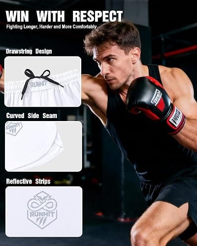 Runhit Men's BJJ Shorts – MMA Fight Shorts for Wrestling, Boxing, No Gi, Jiu Jitsu, Muay Thai, Training, Grappling, Fighting thumbnail 3