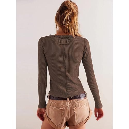 Womens Lightweight Fitted Sweaters Crew Neck Long Sleeve Button Down Ribbed Knit Cardigan thumbnail 3