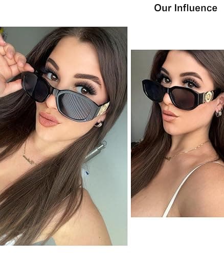 FEISEDY Retro Trendy Rectangle Sunglasses Women Men Vintage 90s Small Narrow Square Sunglasses B2322 thumbnail 4