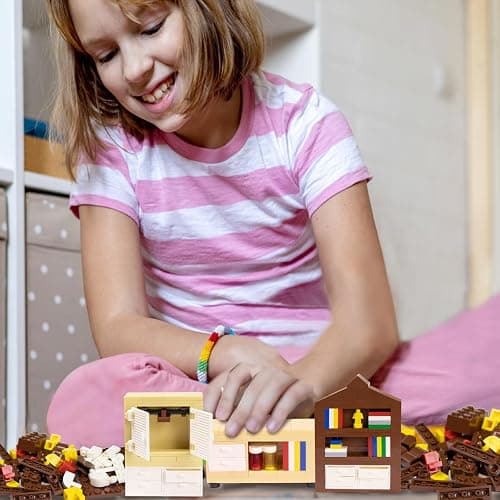 Building Block Furniture, Includes Items Such as a Bed, TV, Bookshelf, Kitchen cabinets, It Serves as Furniture for Decorating Lego City Mansion Houses and is Compatible with Major Brands Bricks thumbnail 2