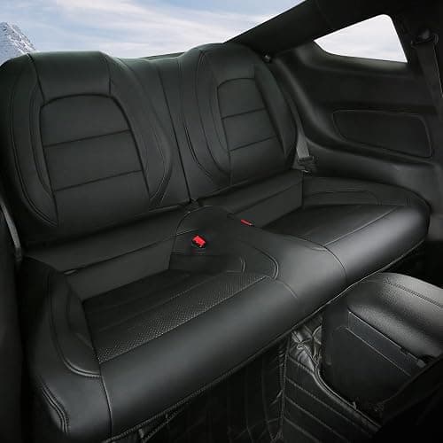 GIANT PANDA Customized Full Set Car Seat Covers Fit Ford Mustang Coupe Hardtop 2015 2016 2017 2018 2019 2020 2021 2022 2023 2024 2025 2026- (Black) thumbnail 3