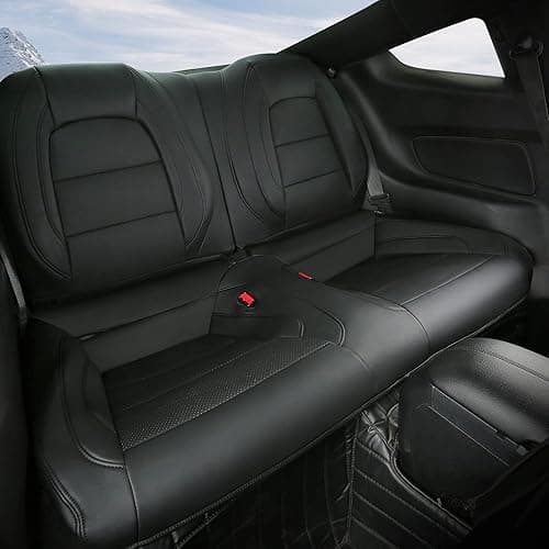 GIANT PANDA Customized Full Set Car Seat Covers Fit Ford Mustang Coupe Hardtop 2015 2016 2017 2018 2019 2020 2021 2022 2023 2024 2025 2026- (Black) thumbnail 4