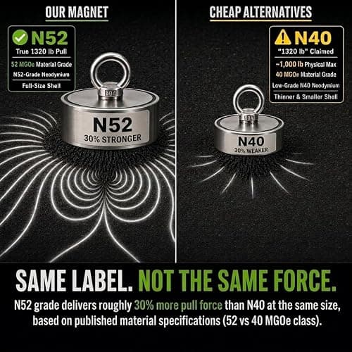 1320LB’s Complete Magnet Fishing Kit | Double Sided Fishing Magnet Kit with Case | Includes Strong Neodymium N52 Magnets, Durable 65ft Rope, Carabiner, Gloves, Grappling Hook & Carry Case thumbnail 4