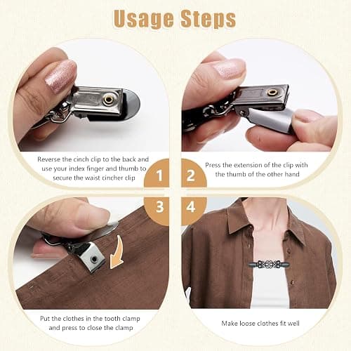 Frutain 2 Pcs Dress Waist Clip for Shawl Cardigan Sweater Clothes Pant Tightener（Black and Sliver thumbnail 5
