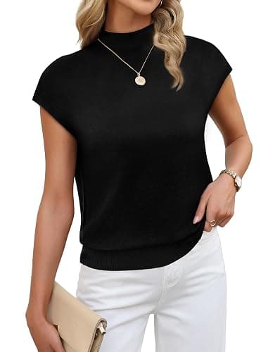 Sampeel Womens Short Sleeve Sweater Mock Neck Summer Top Dressy Casual Basic Knit Pullover Shirt thumbnail 2