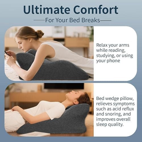 XZdream Ergonomic Wedge Prone Pillow,Multi-Functional Memory Foam Bed Pillow,Reading Pillow,Ideal for Bed Breaks,Sitting Up,Back Support,Sleeping,Anti Snoring,Back and Leg Pain Relief thumbnail 3