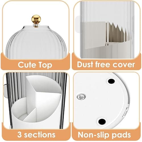 YOOLENS Makeup Brush Holder with Lid 360 Rotating Clear Dustproof Make Up Organizers for Vanity Bathroom Countertop, Transparent thumbnail 6