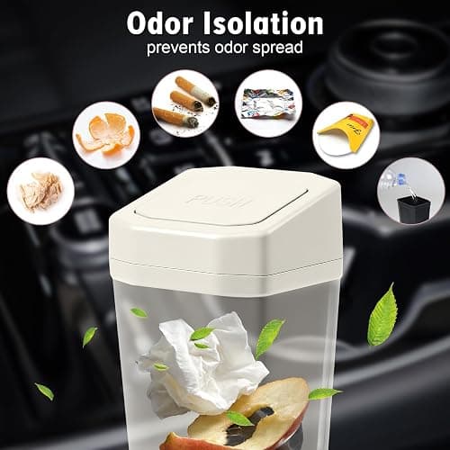 Car Trash Can with Lid - 2 Packs Mini Car Garbage Can Bin for Cup Holder - Beige Small Leakproof Vehicle Trash Bin for Back Seat, Cute Automotive Accessories Organizers and Storage for Door SUV Truck thumbnail 5