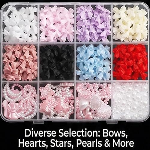 Elegant Nail Art Decorations - 3D Flatback Pearls, Crystal Rhinestones and Gold Bows for Professional Salon Nail Design, Luxury Manicure Supplies for Women thumbnail 4