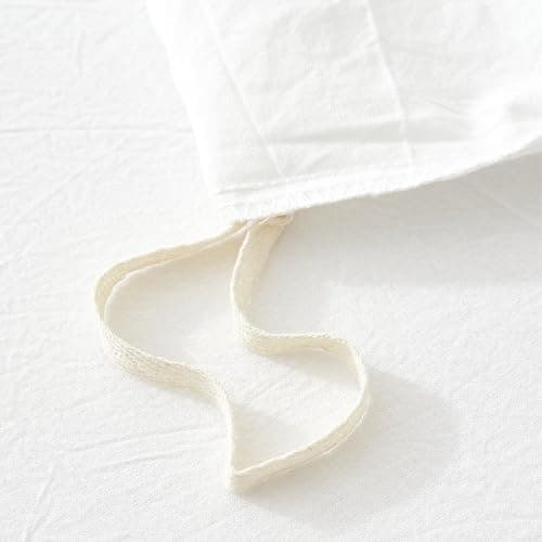 LIFETOWN 100% Washed Cotton Duvet Cover Set Linen Feel Natural Wrinkle Lightweight Comfy (Queen, White) thumbnail 6