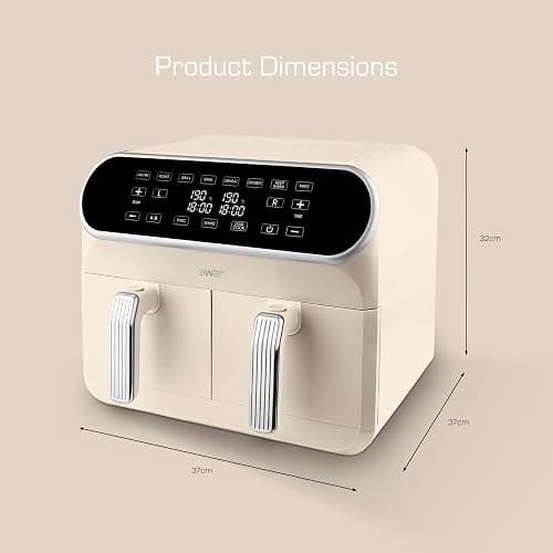 Swan SD10519C Retro Dual Basket Air Fryer with Swan Cyclone Technology, LED Display, 8 Pre-Set Cooking Options, Adjustable Temperature, 8L, 1700W, Cream thumbnail 2