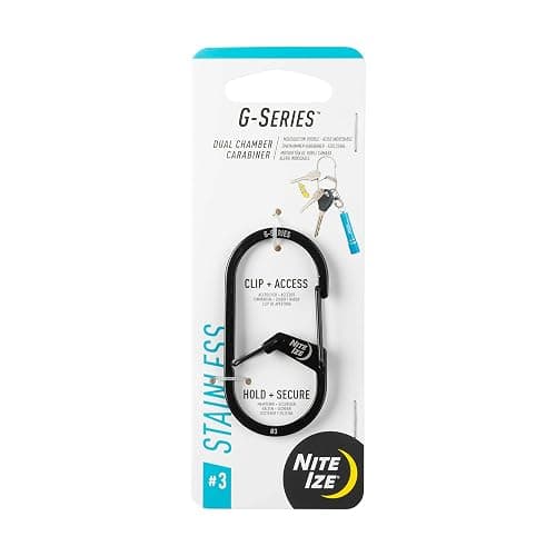Nite Ize GS3-01-R6 G-Series Dual Chamber Carabiner, Size #3 1-Pack, Black - Image 1