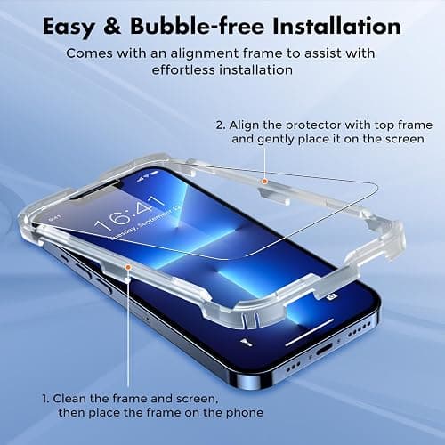 UNBREAKcable 2-Pack Screen Protector for iPhone 13 Pro/14/13 | Tempered Glass, Military Grade Shatterproof, 9H+ Hardness, 99.99% HD, Bubble-Free, Easy Install, for iPhone 13 Pro/14/13 thumbnail 3