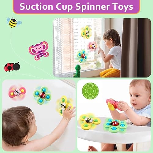 Baby Toys for 6 to 12 Months, Montessori Sensory Bins Toys for Toddlers 1-3, Pull String Teether Infants Bath Toys 6 in 1 Stacking Blocks Rings, Matching Eggs, Suction Cup Spinner Toy thumbnail 4