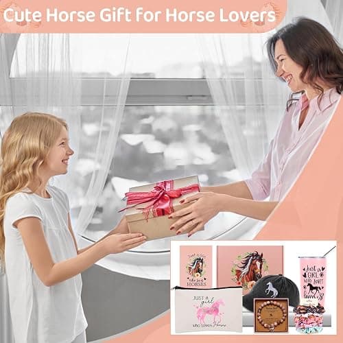 Horse Lover Gifts: Cool Stuff for Women & Men - Horse Tumbler, Makeup Bag, Baseball Hat, Bracelet, Hair Band, Socks, Card for Birthday & Christmas thumbnail 7