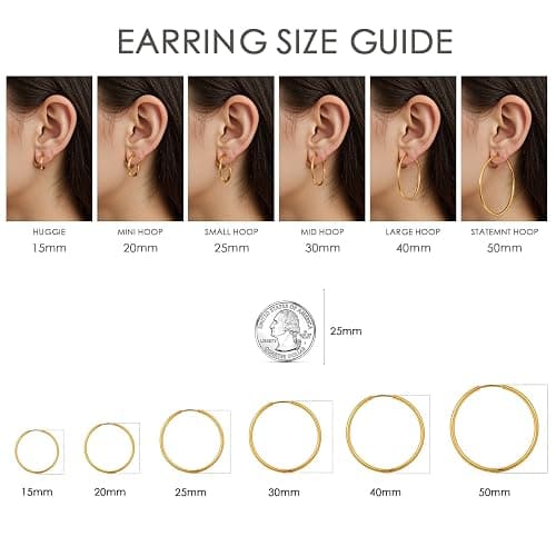 Thin Gold Hoop Earrings Hypoallergenic 18K Gold Plated Hoop Earrings for Women,Large Hoops Non Tarnish for Women 15/20/25/30/40/50MM thumbnail 6