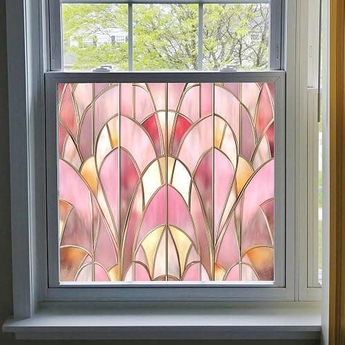 Milchglasfolie Golden Camel Pink Milchglasfolie Selbstklebend Fenster Fensterfolie Blickdicht Sichtschutz Sichtschutzfolie Fenster Klebefolie Fenster Sichtschutz Folie für Fenster 50x100x2 pcs - Image 1