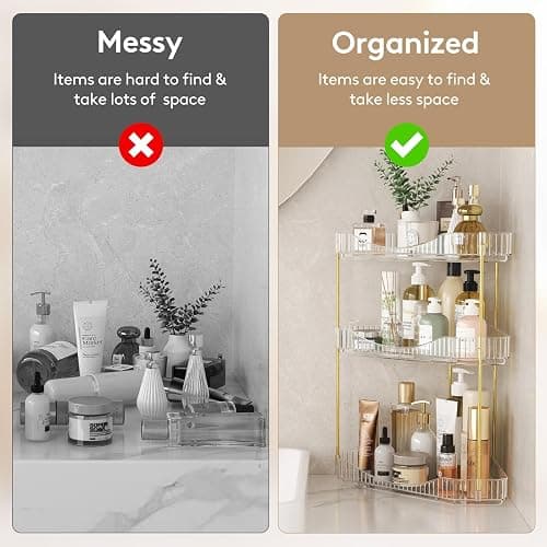 Lifewit Make Up Organizer, Schminktisch Organizer, Stabil Eck-Mehrzweck-Regal für Parfüm/Hautpflegemittel/Duschgel im Badezimmer,Küche,Schlafzimmer, Transparente, 3 Stufen thumbnail 4