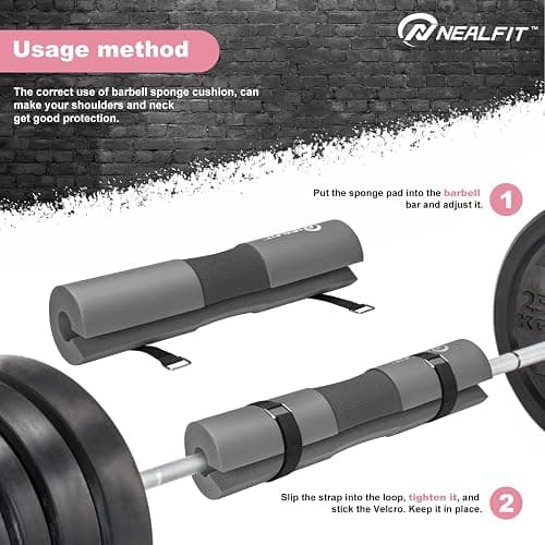 NEALFIT Barbell Pad Squat Pad for Squats—Squat Bar Pad—Great for Weightlifting,Lunges and Hip Thrusts—Foam Sponge Pad—Fit Standard and Olympic Bars Perfectly thumbnail 4