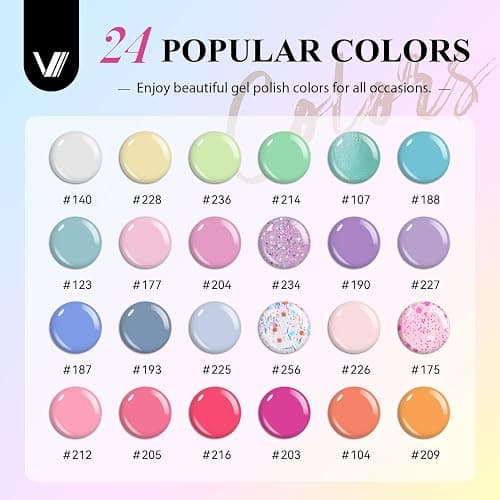 VANREESA 42 Pcs Gel Nail Polish Kit with U V Light 24 Popular Colors Gel Polish Nail Kit Green Blue Purple Pink Orange Complete Nail Kit with Manicure Tools Gifts for Women Girls thumbnail 2