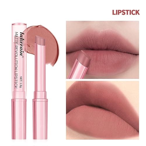 3PCS Matte Liquid Lipstick Lip Balm & Lip Liner Lip Kit, Hydrating Tinted Pink Lip Balm, Collagen Lip Gloss For Dry Lips, Waterproof Make Up Set (# 01 Nude Pink) thumbnail 5