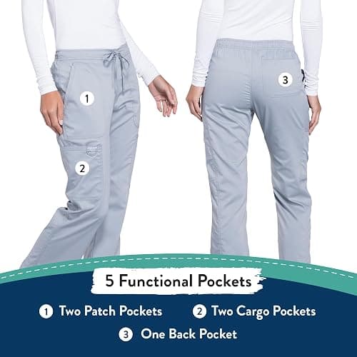 Cherokee Scrubs for Women Mid Rise Moderate Flare Drawstring Pant with 5 Pockets, Ultra Soft & Breathable Fabric - WW120 thumbnail 5
