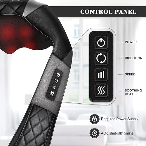 Neck Massager with Heat, Shiatsu Back Neck and Shoulder Massager - Gifts for Women/men/Mom/Dad - Electric Deeper Tissue 4D Kneading Massage, Use at Home, Office, Car (Black gray) thumbnail 2