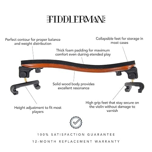 Fiddlerman Wood Violin Shoulder Rest for 4/4 and 3/4 with Collapsible and Height Adjustable Feet thumbnail 3