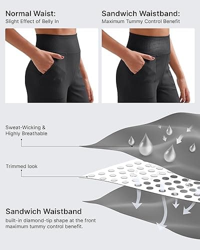 G4Free Breathable Ribbed Women Casual Wide Leg Pants with Pockets Lightweight High Waist Yoga Pants Petite/Regular/Tall thumbnail 5