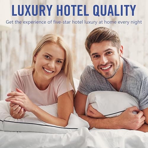 Vorouhals Hotel Collection Bed Pillows for Sleeping 2 Pack Queen Size Cooling Pillows Set of 2 for Back, Stomach or Side Sleepers, Super Soft Down Alternative Microfiber Filled Pillows thumbnail 5