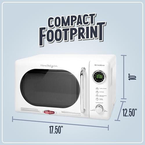 Nostalgia Retro Compact Countertop Microwave Oven - 0.7 Cu. Ft. - 700-Watts with LED Digital Display - Child Lock - Easy Clean Interior - White thumbnail 5