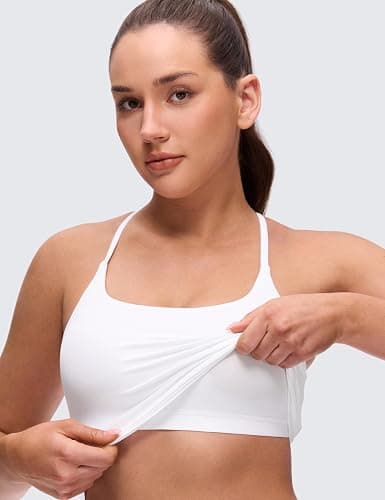 CRZ YOGA Butterluxe Twist Back Crop Tank Tops | Built in Bra, Light Support, Removable Pads, Yoga, Extremely Soft, Cut-Out Crossback, Longline Sports Bras for Women thumbnail 3