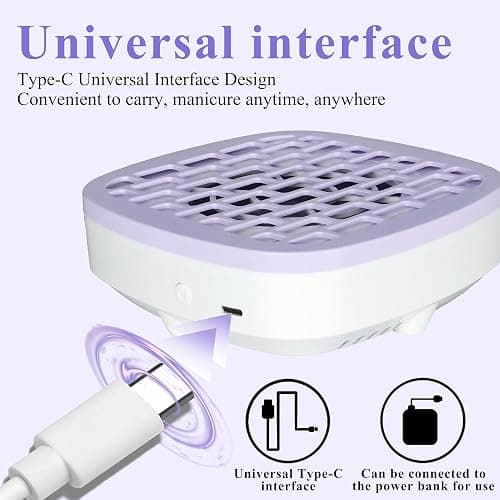 USB Mini Manicure Nail Vacuum Cleaner Strong Suction Nail Dust Collector Portable Nail Art Vacuum Dust Cleaner Extractor Fan (BLUE) thumbnail 2