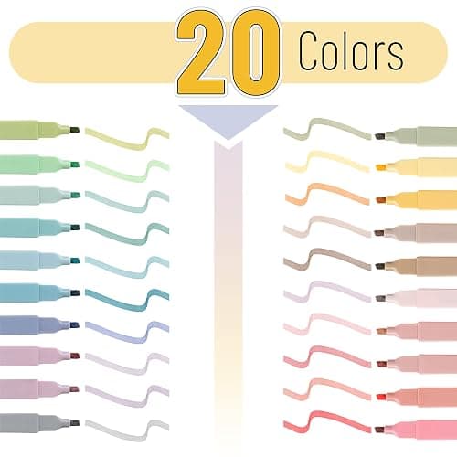 Mr. Pen- Aesthetic Highlighters, 20 pcs, Chisel Tip, Pastel Colors, No Bleed Bible Highlighter Pastel, Assorted Colors thumbnail 3