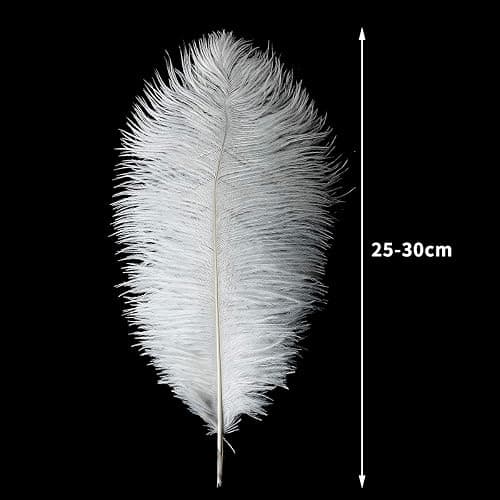 24pcs Natural White Ostrich Feathers 10-12inch (25-30cm) for Wedding Party Centerpieces，Flower Arrangement and Home Decoration. thumbnail 2
