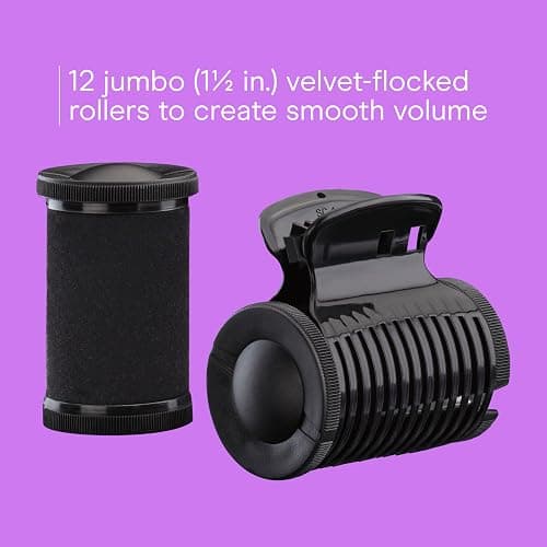 Conair Hot Rollers for Long, Medium & Short Hair, 12 Jumbo 1 ½" Heated Hair Rollers with Clips, Hot Curlers for Women, Volume & Curls, Amazon Exclusive, Black thumbnail 4