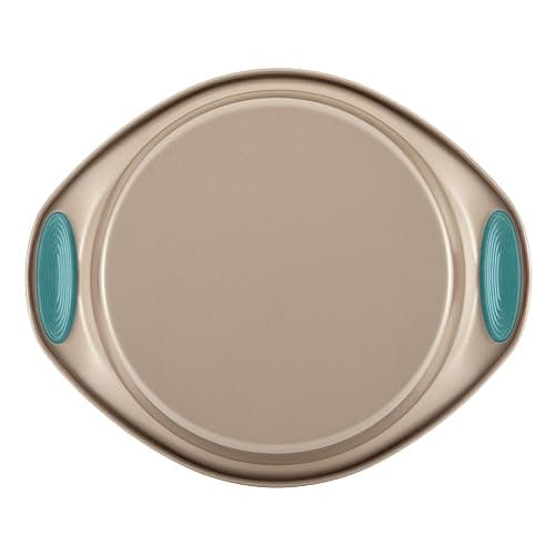 Rachael Ray 47578 Cucina Nonstick Bakeware Set with Grips Includes Nonstick Bread Pan, Baking Sheet, Cookie Sheet, Baking Pans, Cake Pan and Muffin Pan - 10 Piece, Latte Brown with Agave Blue Grips - 10 Piece - Latte Brown with Agave Blue Grips - Bakeware Set thumbnail 14