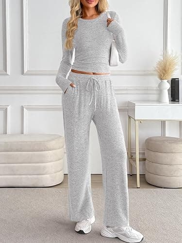 LILLUSORY Womens 2 Piece Matching Lounge Sets 2025 Fall Fashion Knit Sweater Airport Travel Vacation Outfits Gym Sweatsuits thumbnail 2