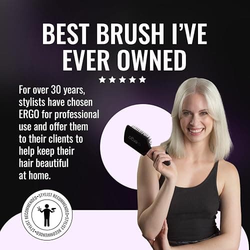 ERGO Super Gentle Mini Paddle Brush for Blow Drying - Hair Brushes for Women with Thick or Thin Hair - Dual Hairbrush for Women - Detangler Hair Brush - Gently Detangles Curly or Wet Hair - ERG750 thumbnail 5