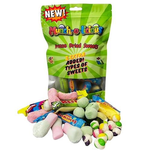 Munch-o-licious Freeze Dried Sweets - NEW 120g - 7 Types/Squashies/Lemon Refresher/Skittles/Chewits/Wham bar/Wham Tastic/Apple refresher - Image 1