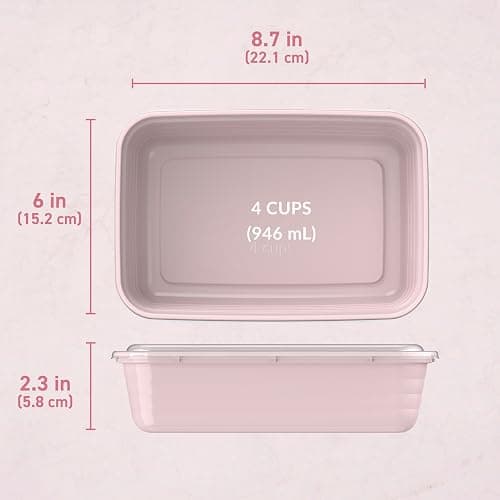 Bentgo Prep - 20-Piece 1-Compartment Reusable Meal Prep Containers with Lids, PFAS & BPA Free Materials, Durable, Microwave, Freezer, & Dishwasher Safe To Go Food Storage (Blush Pink) thumbnail 2
