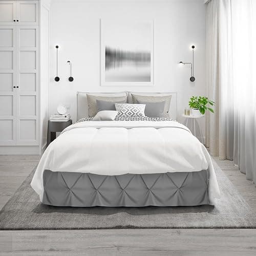 Nestl Dark Grey Bed Skirt Queen Size, Pinch Pleat Queen Bed Skirt, 14" Inch Drop Queen Bedskirt, Hotel Quality Dark Grey Bed Skirts Premium Microfiber Bedskirt for Queen Bed, Dark Grey Queen Bed Skirt - Queen - Dark Grey thumbnail 9