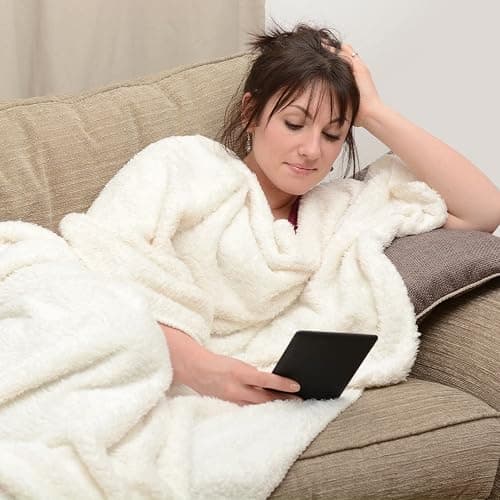 Snug Rug Cream Blanket Sherpa Fleece Luxury For Sofa Blankets Warm Winter Soft Throws 127 x 178cm (50" x 70") thumbnail 6